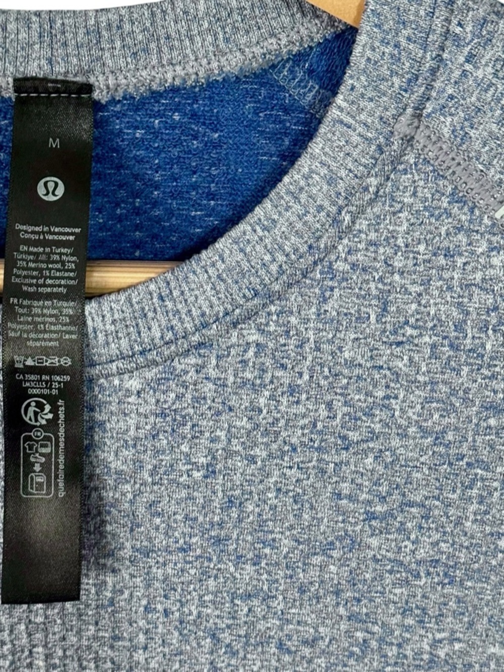 Lululemon Engineered Warmth Crew Starch Blue Medium - Picture 3 of 6